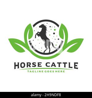 Vintage or retro cattle horse logo design Stock Photo