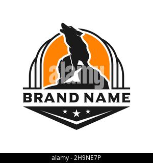 wolf shield logo design template Stock Photo