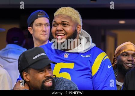 American rapper YG attends an NFL game between the Los Angeles Rams and the  Jacksonville Jaguars, Sunday, Dec. 5, 2021, in Inglewood, Calif. The Rams  Stock Photo - Alamy