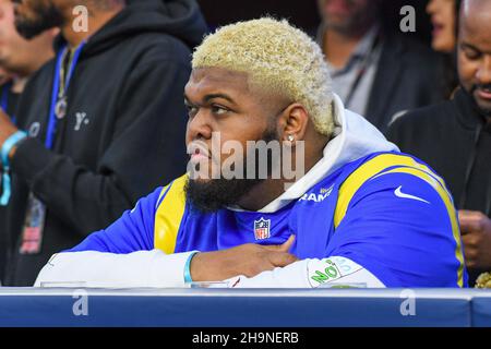 American rapper YG attends an NFL game between the Los Angeles Rams and the  Jacksonville Jaguars, Sunday, Dec. 5, 2021, in Inglewood, Calif. The Rams  Stock Photo - Alamy