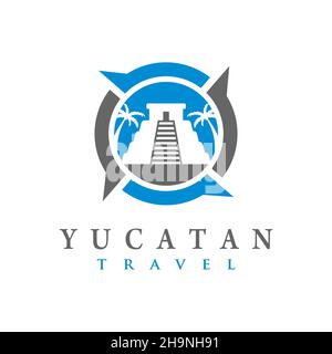 Yucatan temple logo your company Stock Photo