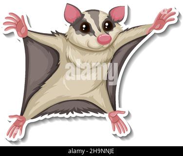 Sugar glider animal cartoon sticker illustration Stock Vector