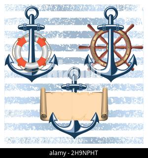 Collection of nautical designed elements Stock Vector