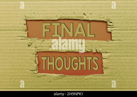 Text caption presenting Final Thoughts. Conceptual photo should be last few sentences within your conclusions Forming New Thoughts Uncover Fresh Ideas Stock Photo