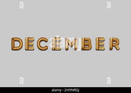 december written with golden foil balloons. december letter golden balloons, December typography. isolated vector design Stock Vector