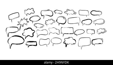 doodle speech bubbles, chat balloons variety forms. Stock Vector