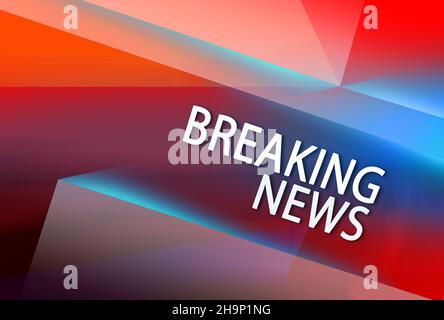 3D rendering of a graphical abstract waving lines background with a 'breaking news' writing Stock Photo