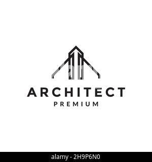 modern line architect building minimalist logo symbol icon vector graphic design illustration idea creative Stock Vector