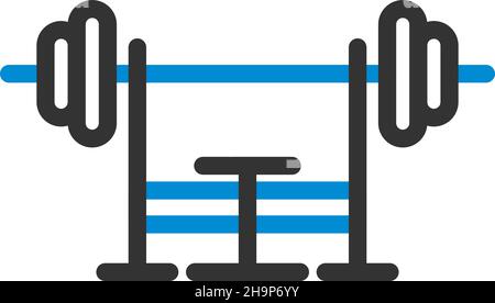 Icon Of Bench With Barbell. Bold outline design with editable stroke width. Vector Illustration. Stock Vector