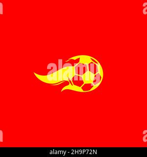 yellow fire with ball football shoot logo symbol icon vector graphic design illustration idea creative Stock Vector