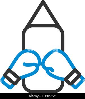 Icon Of Boxing Pear And Gloves. Bold outline design with editable stroke width. Vector Illustration. Stock Vector