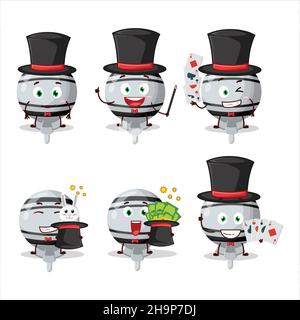 A white lolipop wrapped Magician cartoon character perform on a stage. Vector illustration Stock Vector