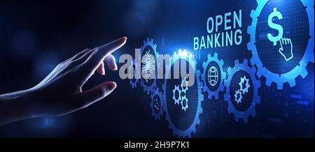 Open banking digital finance technology fintech concept on screen Stock ...