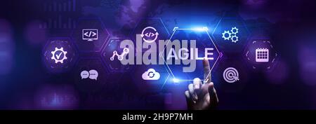 Agile flexible software development technique. Technology concept. Stock Photo