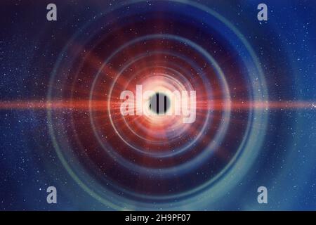 Illustration of Black Hole super nova release high energy in deep space outer galaxy concept. Stock Photo