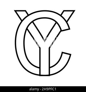 Logo sign yc cy icon sign interlaced letters c y Stock Vector