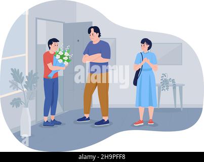 Adolescent dating 2D vector isolated illustration Stock Vector