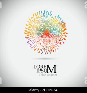 Logo is a multi-colored round flower . Vector illustration Stock Vector