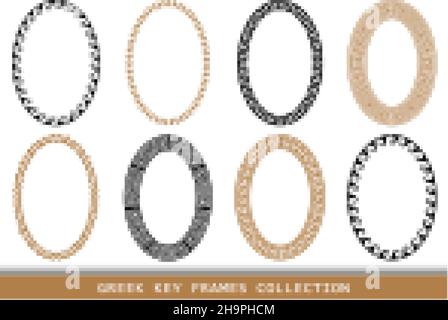 Ancient Greek oval frames patterns, set of antique borders from Greece Stock Vector
