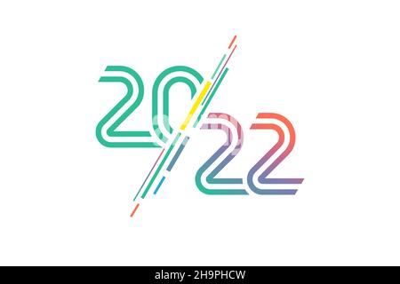 2022 colorful line numbers logo. Vector calendar cover design for New Year wallpaper or web banner. Competition contest or annual report cover Stock Vector