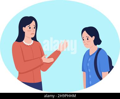 Having serious conversation with child 2D vector isolated illustration Stock Vector