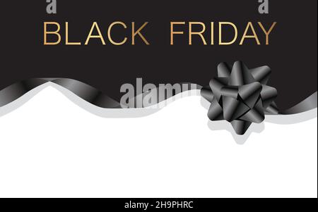 Black Friday Sale Background Illustration With A Black Ribbon And Text Space. Vector Illustration. Stock Vector
