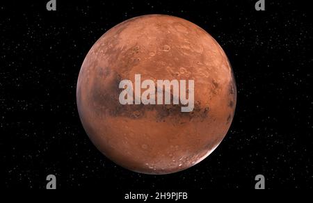 Mars planet in outer space. Elements of this image furnished by NASA. Stock Photo