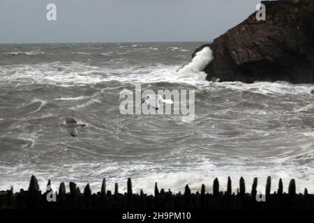 Storm Barra hits Ilfracombe - North Devon, UK Stock Photo