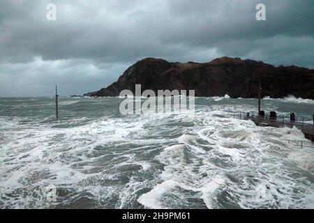 Storm Barra hits Ilfracombe - North Devon, UK Stock Photo