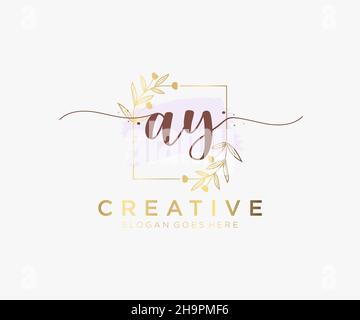 AY feminine logo. Usable for Nature, Salon, Spa, Cosmetic and Beauty Logos. Flat Vector Logo Design Template Element. Stock Vector