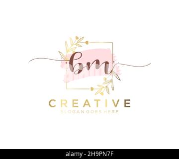 BM feminine logo. Usable for Nature, Salon, Spa, Cosmetic and Beauty Logos. Flat Vector Logo Design Template Element. Stock Vector