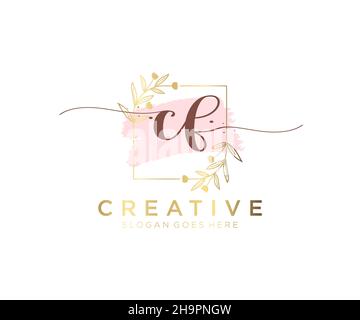 CF feminine logo. Usable for Nature, Salon, Spa, Cosmetic and Beauty Logos. Flat Vector Logo Design Template Element. Stock Vector