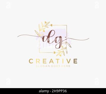 DG feminine logo. Usable for Nature, Salon, Spa, Cosmetic and Beauty Logos. Flat Vector Logo Design Template Element. Stock Vector