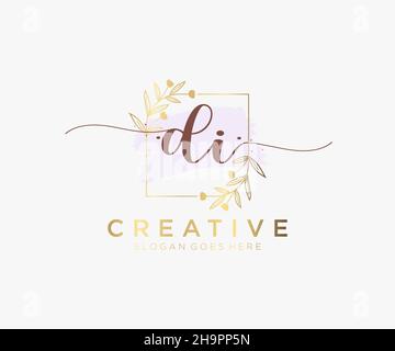 DI feminine logo. Usable for Nature, Salon, Spa, Cosmetic and Beauty Logos. Flat Vector Logo Design Template Element. Stock Vector