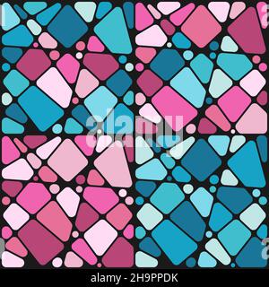 Set of backgrounds with mosaic hearts. Vector colored backgrounds in blue and pink. Stock Vector