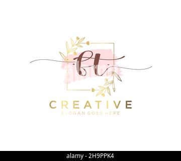 FT feminine logo. Usable for Nature, Salon, Spa, Cosmetic and Beauty Logos. Flat Vector Logo Design Template Element. Stock Vector