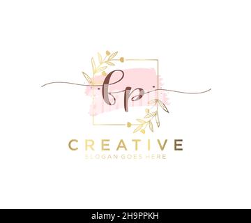 FP feminine logo. Usable for Nature, Salon, Spa, Cosmetic and Beauty Logos. Flat Vector Logo Design Template Element. Stock Vector