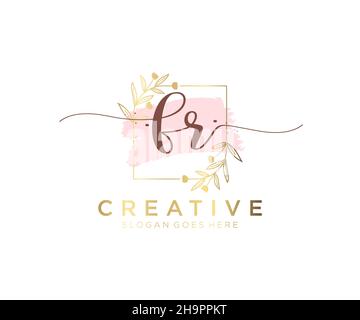 FR feminine logo. Usable for Nature, Salon, Spa, Cosmetic and Beauty Logos. Flat Vector Logo Design Template Element. Stock Vector