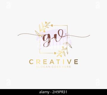 GV feminine logo. Usable for Nature, Salon, Spa, Cosmetic and Beauty Logos. Flat Vector Logo Design Template Element. Stock Vector