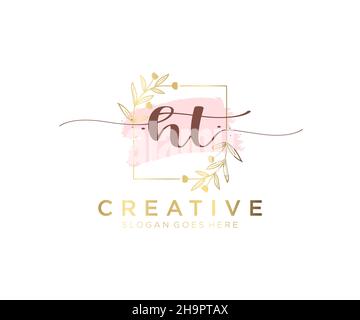 HT feminine logo. Usable for Nature, Salon, Spa, Cosmetic and Beauty Logos. Flat Vector Logo Design Template Element. Stock Vector