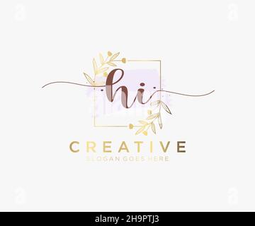 HI feminine logo. Usable for Nature, Salon, Spa, Cosmetic and Beauty Logos. Flat Vector Logo Design Template Element. Stock Vector