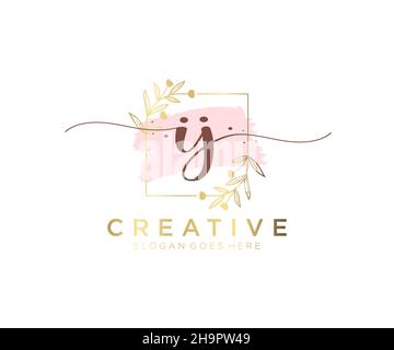 IJ feminine logo. Usable for Nature, Salon, Spa, Cosmetic and Beauty Logos. Flat Vector Logo Design Template Element. Stock Vector