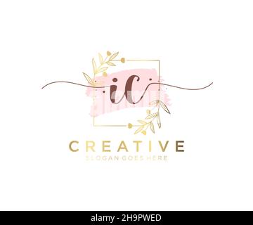 IC feminine logo. Usable for Nature, Salon, Spa, Cosmetic and Beauty Logos. Flat Vector Logo Design Template Element. Stock Vector