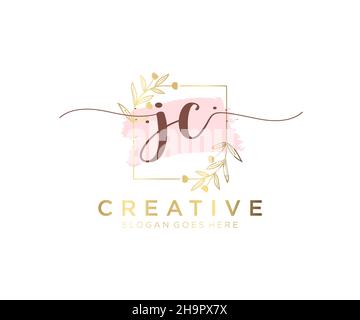 JC feminine logo. Usable for Nature, Salon, Spa, Cosmetic and Beauty Logos. Flat Vector Logo Design Template Element. Stock Vector