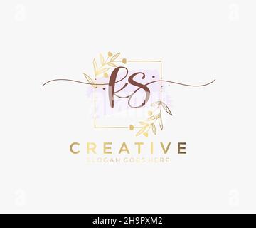 KS feminine logo. Usable for Nature, Salon, Spa, Cosmetic and Beauty Logos. Flat Vector Logo Design Template Element. Stock Vector