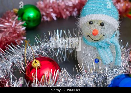 Christmas toys and tinsel for decorating and holding the Christmas holiday Stock Photo