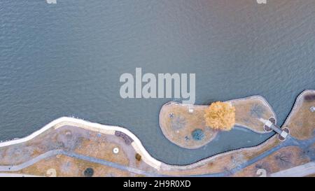 Horizontal View of Island from Above Stock Photo