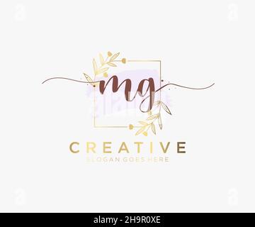 MG feminine logo. Usable for Nature, Salon, Spa, Cosmetic and Beauty Logos. Flat Vector Logo Design Template Element. Stock Vector