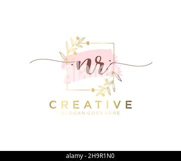 NR feminine logo. Usable for Nature, Salon, Spa, Cosmetic and Beauty Logos. Flat Vector Logo Design Template Element. Stock Vector