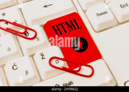 Text showing inspiration Html. Business approach the lingua franca for publishing hypertext on the World Wide Web Typing Product Title And Stock Photo